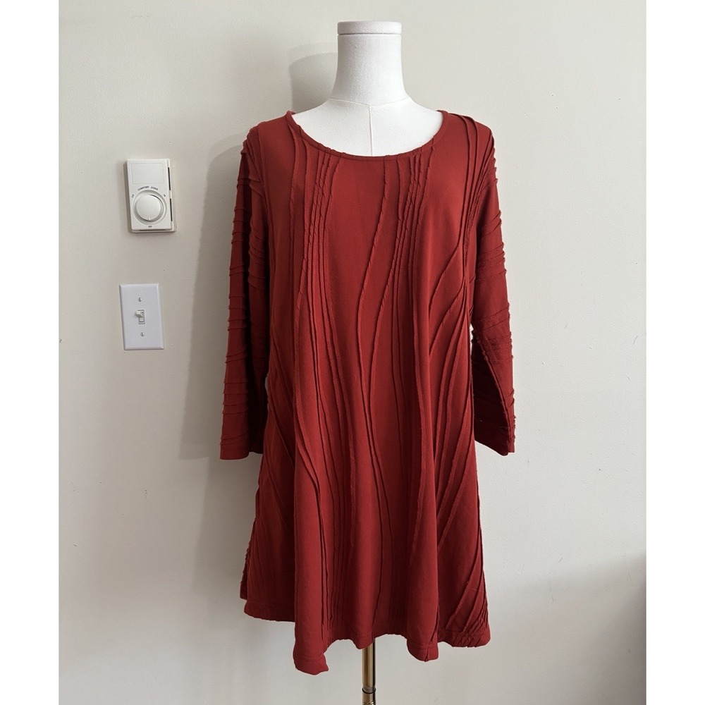 Funky Art Bohemian Hippie Top Windhorse Large XL Textured Orange Fall Autumn